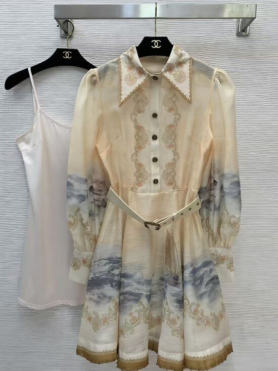 Zimmermann Dresses & Skirts - Agua by Agua Bendita Cream Seascape & Floral Embroidered Belted Mini Dress